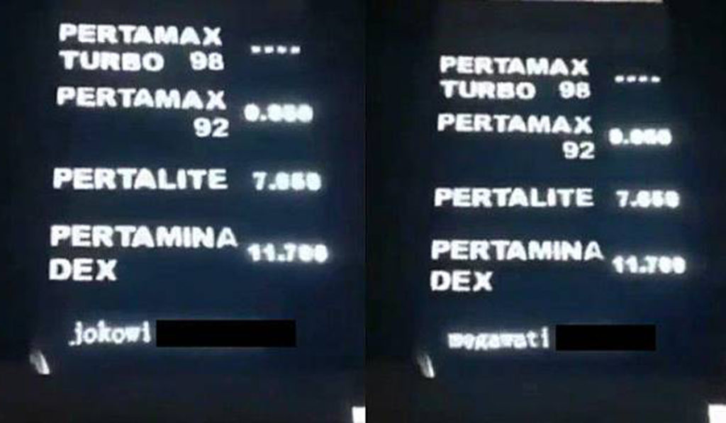 Viral,Running Text SPBU Hina Jokowi&Megawati